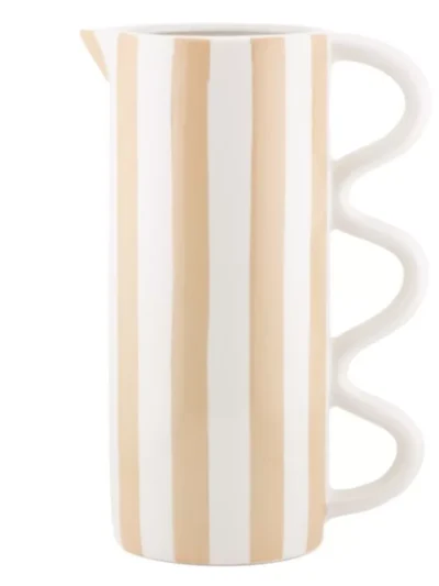 Manoon Manoon Aardewerk jug stripe | Wit