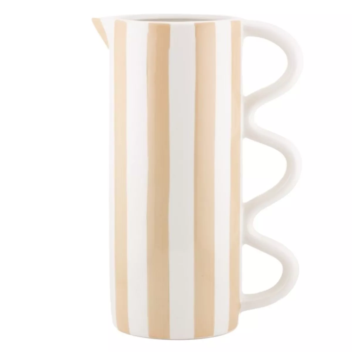 Manoon Aardewerk jug stripe | Wit 1 Manoon Manoon Aardewerk jug stripe | Wit