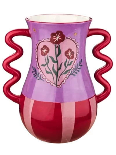 Manoon Manoon Aardewerk vaas floral | Rood