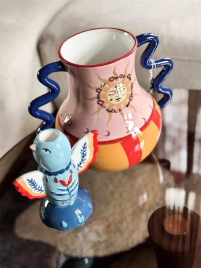 Manoon Manoon Aardewerk vaas solar | Rood