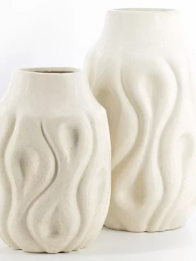 Manoon Manoon Aardewerk vaas waves L | Wit