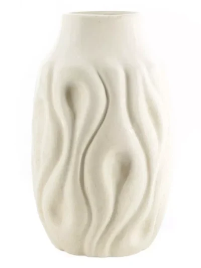 Manoon Manoon Aardewerk vaas waves L | Wit