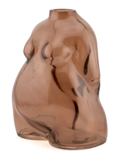 Manoon Manoon Glazen vaas body | Bruin