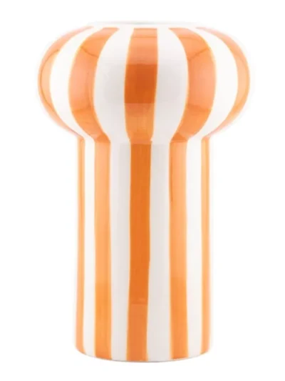 Manoon Manoon Vaas keramiek Funnel striped | Oranje