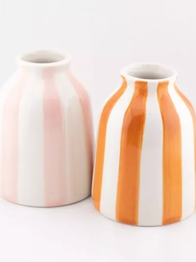 Manoon Manoon Vaas keramiek striped | Oranje