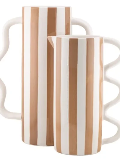 Manoon Manoon Vaas met oren stripe | Bruin