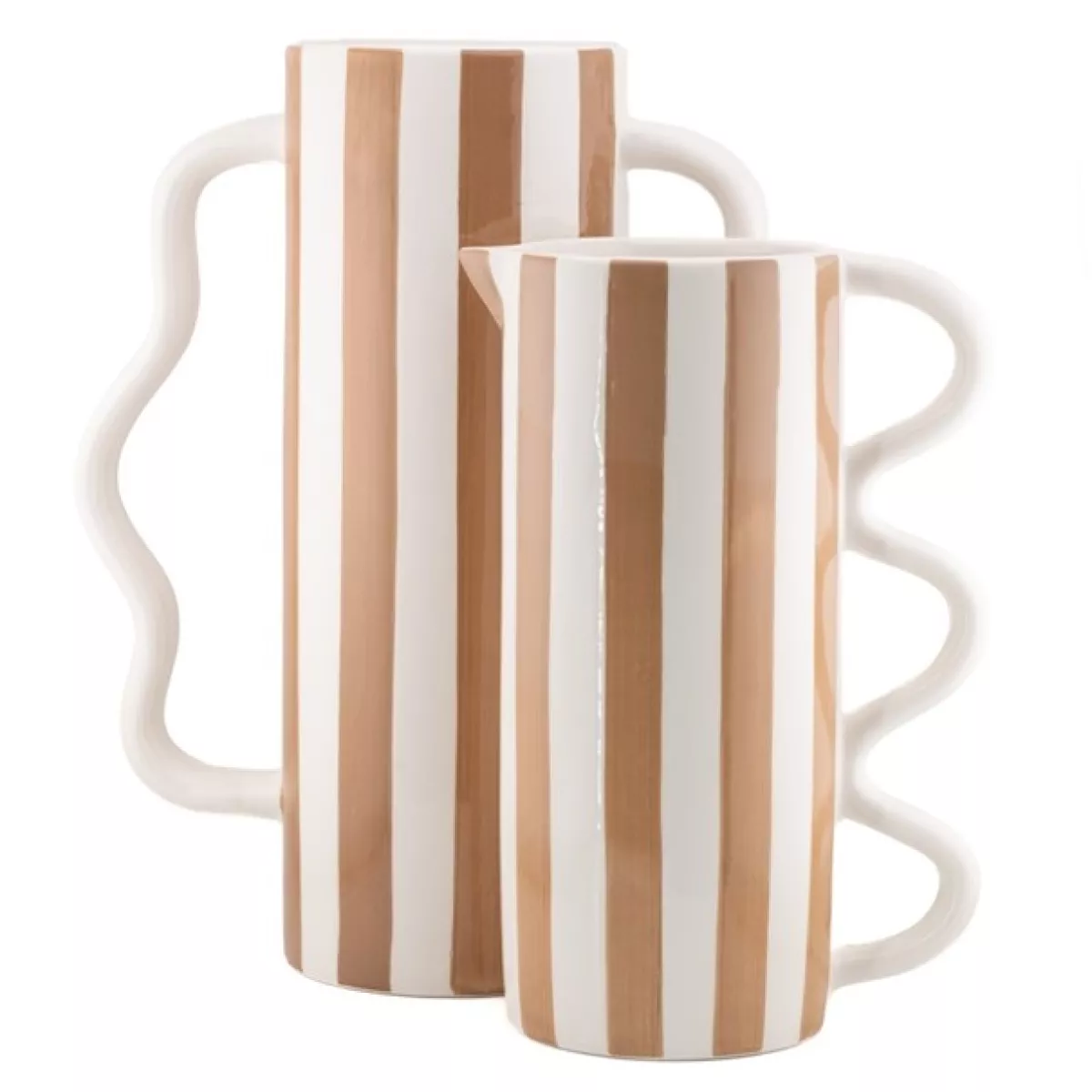 Manoon Vaas met oren stripe | Bruin 2 Manoon Manoon Vaas met oren stripe | Bruin