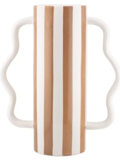 Manoon Manoon Vaas met oren stripe | Bruin