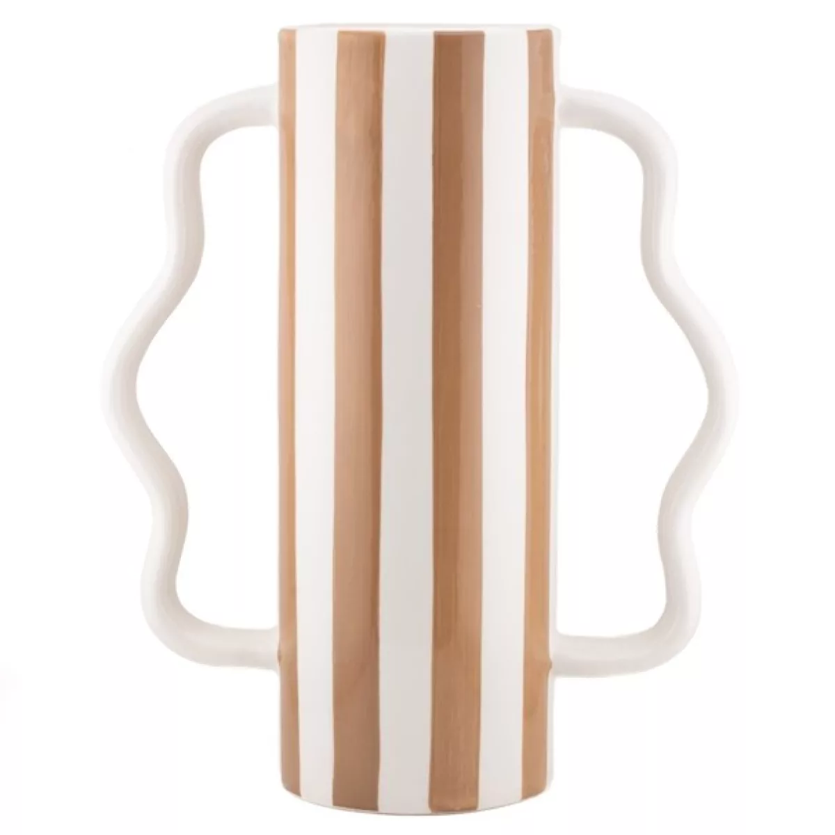 Manoon Vaas met oren stripe | Bruin 1 Manoon Manoon Vaas met oren stripe | Bruin