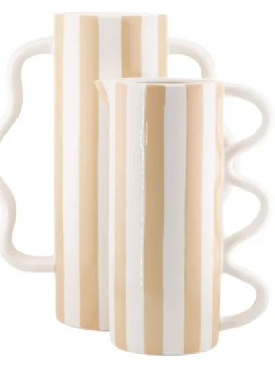 Manoon Manoon Vaas met oren stripe | Wit