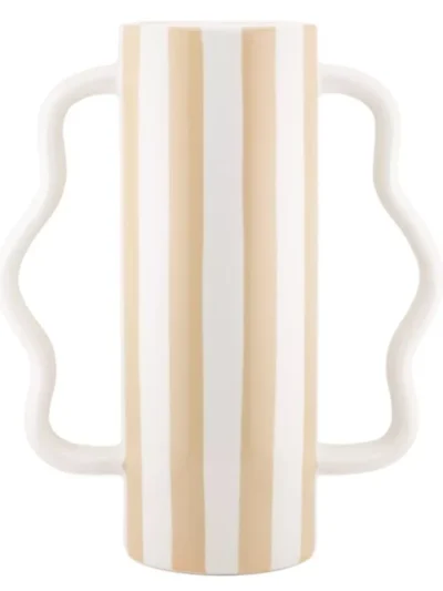 Manoon Manoon Vaas met oren stripe | Wit