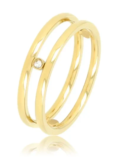 My Bendel My Bendel Dubbele ring zirkonia steen | Goud