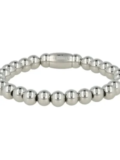 My Bendel My Bendel Elastische armband grote bol | Zilver