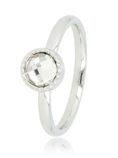 My Bendel My Bendel Ring met witte glassteen | Zilver