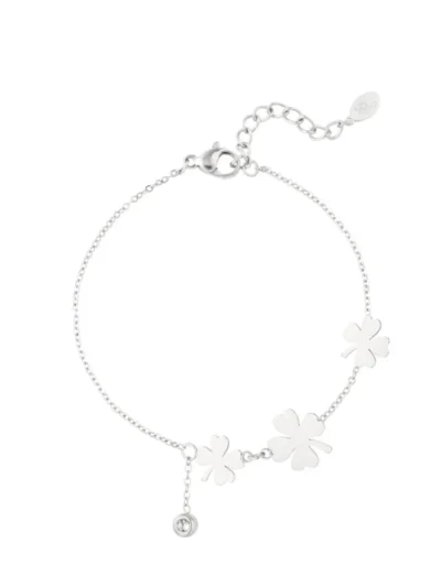 Yehwang Yehwang Armband drie klavers en steen | Zilver