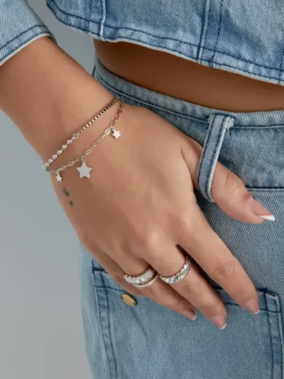 Yehwang Yehwang Dubbele armband shine bright | Zilver