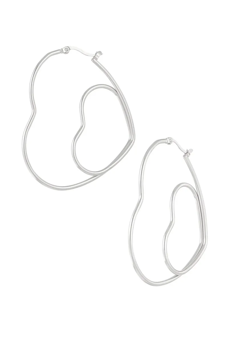 Yehwang Yehwang pair of hearts oorbellen | Zilver