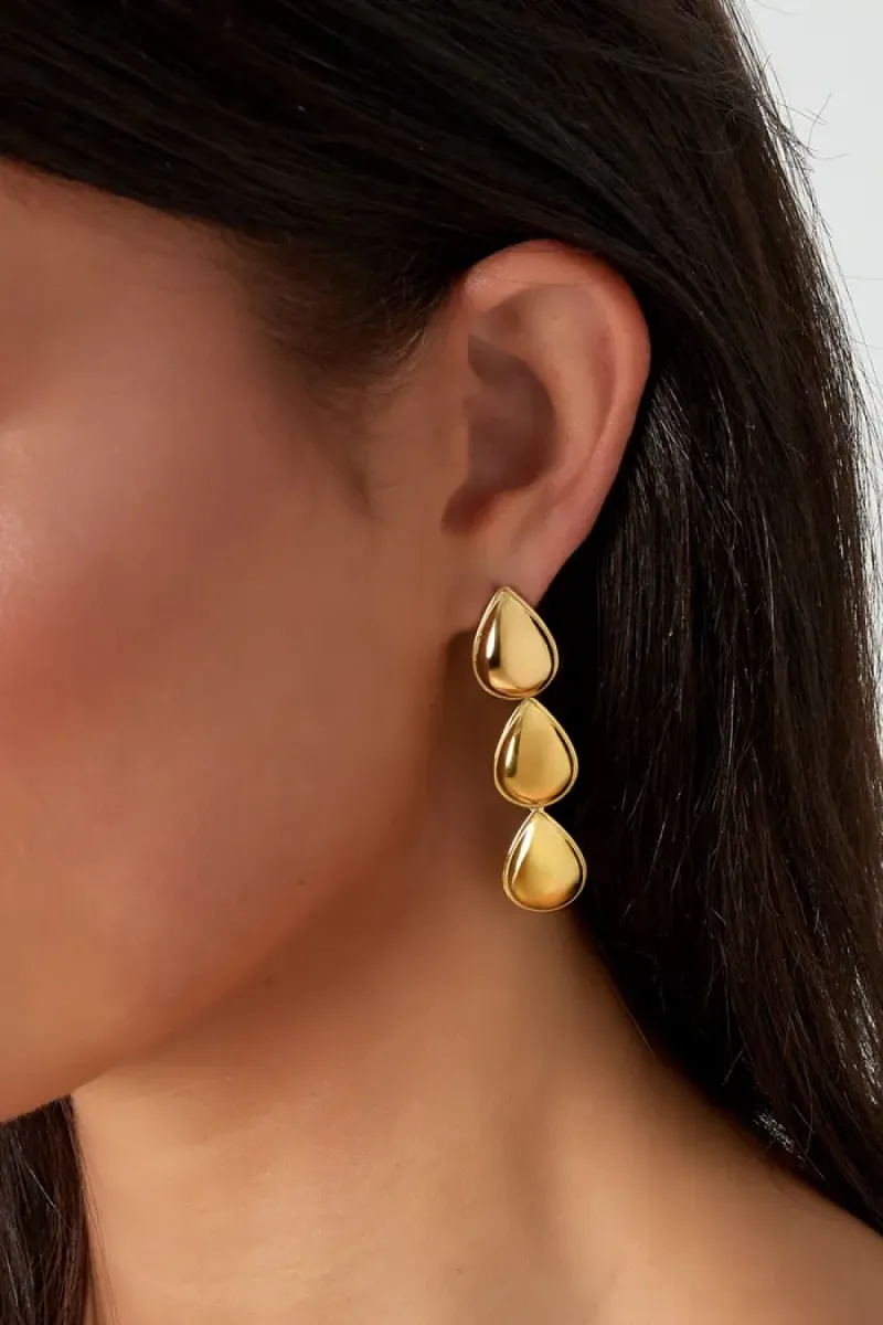 Yehwang Oorbellen triple drip | Goud 2 Yehwang Yehwang Oorbellen triple drip | Goud