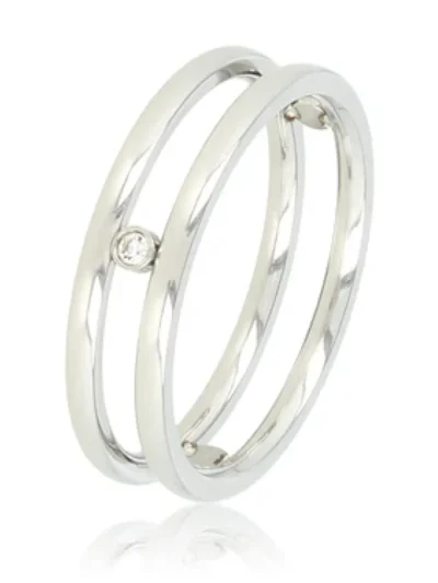 My Bendel My Bendel Dubbele ring zirkonia steen | Zilver