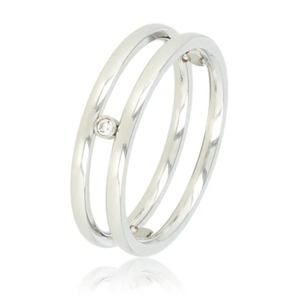 My Bendel Dubbele ring zirkonia steen | Zilver 1 My Bendel My Bendel Dubbele ring zirkonia steen | Zilver