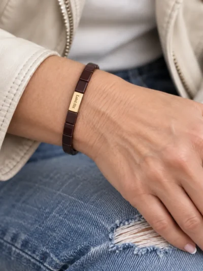 LabelSix LabelSix Armband smal emaille | Bruin