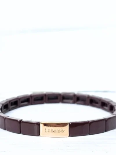 LabelSix LabelSix Armband smal emaille | Bruin