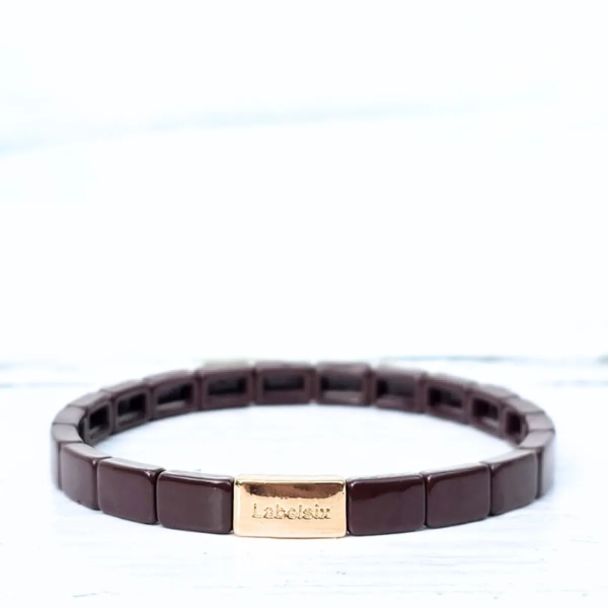 LabelSix LabelSix Armband smal emaille | Bruin