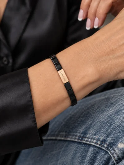 LabelSix LabelSix Armband smal emaille | Zwart
