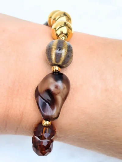 LabelSix LabelSix Kralenarmband Amazing Brown | Goud