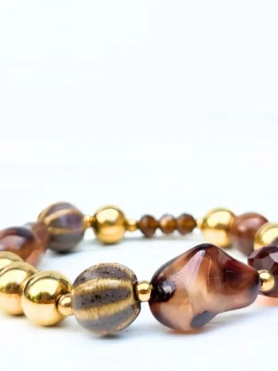 LabelSix LabelSix Kralenarmband Amazing Brown | Goud