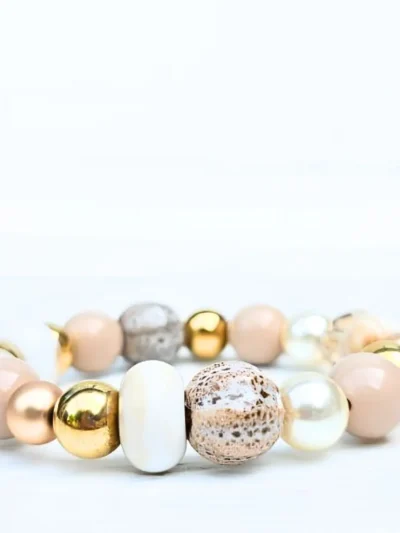 LabelSix LabelSix Kralenarmband amazing nude | Goud