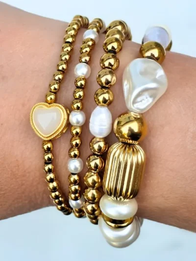 LabelSix LabelSix Kralenarmband Amazing Pearls | Goud