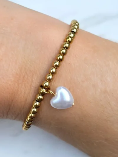 LabelSix LabelSix Kralenarmband bedel heart | Goud