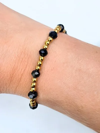 LabelSix LabelSix Kralenarmband Black Facet | Goud