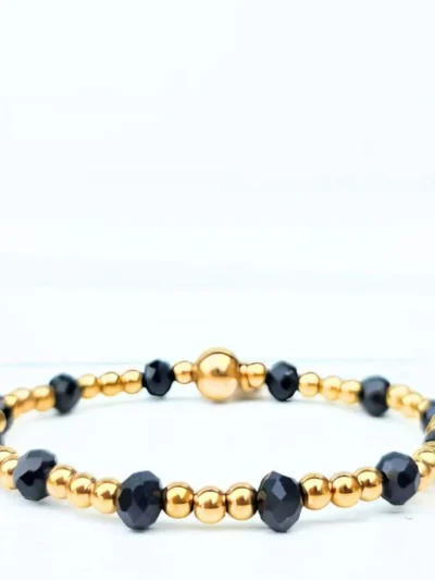 LabelSix LabelSix Kralenarmband Black Facet | Goud