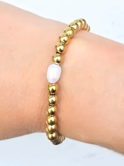 LabelSix LabelSix Kralenarmband Little Pearl | Goud