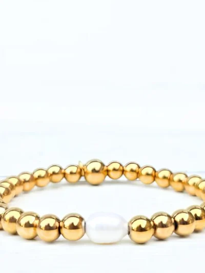 LabelSix LabelSix Kralenarmband Little Pearl | Goud