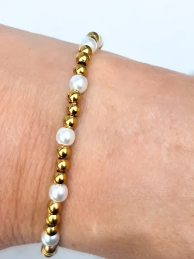 LabelSix LabelSix Kralenarmband Lots Of Pearls | Goud