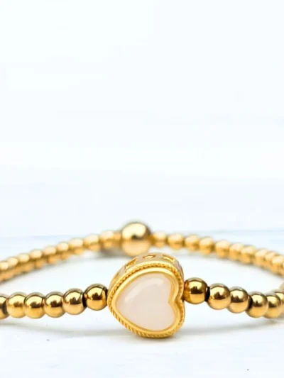 LabelSix LabelSix Kralenarmband pearl heart | Goud
