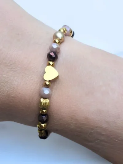 LabelSix LabelSix Kralenarmband Pretty Brown | Goud