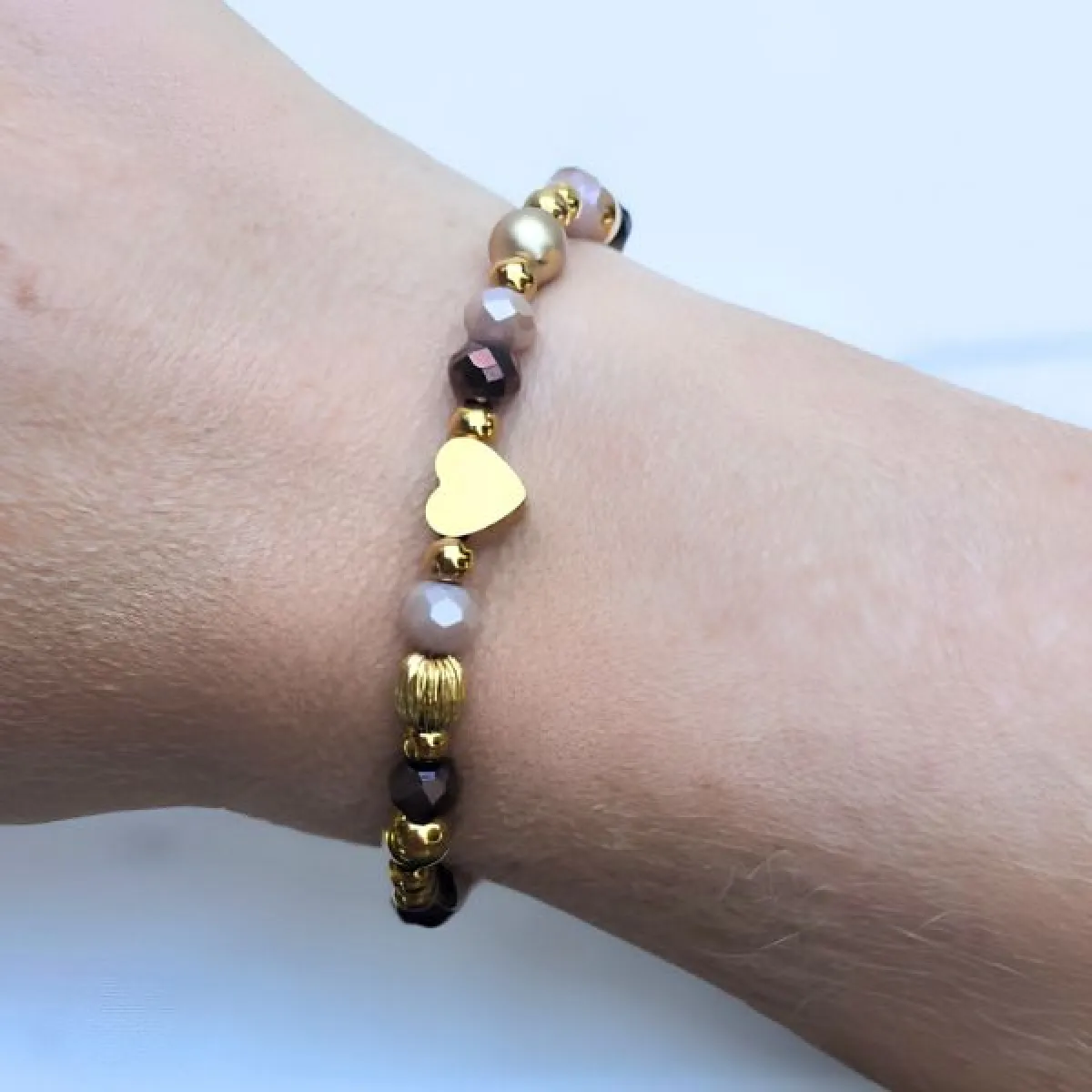 LabelSix Kralenarmband Pretty Brown | Goud 2 LabelSix LabelSix Kralenarmband Pretty Brown | Goud