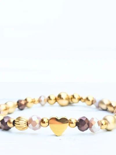 LabelSix LabelSix Kralenarmband Pretty Brown | Goud