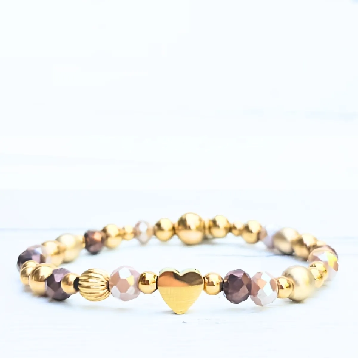LabelSix LabelSix Kralenarmband Pretty Brown | Goud