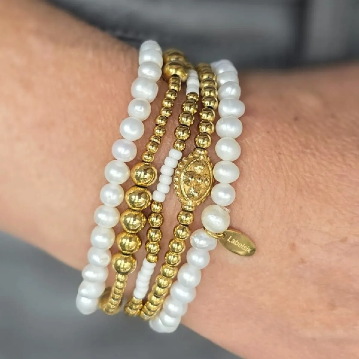 LabelSix Kralenarmband pure pearl | Wit 2 LabelSix LabelSix Kralenarmband pure pearl | Wit