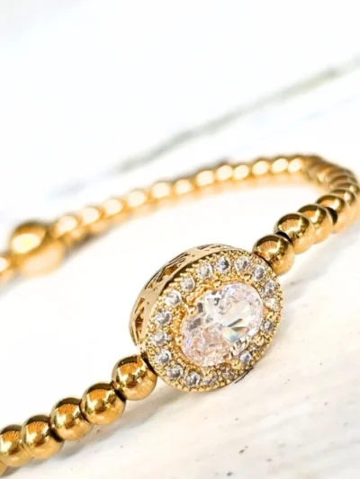 LabelSix LabelSix Kralenarmband Zirkonia | Goud
