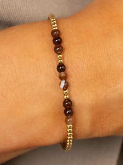 My Bendel My Bendel Armband geslepen Brown Agate | Goud