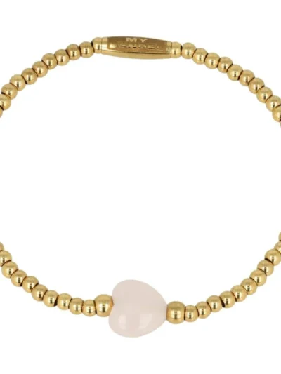 My Bendel My Bendel Armband Hart Rose Quartz | Goud