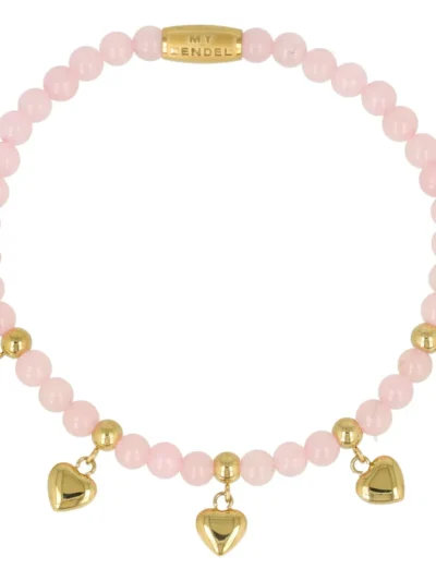 My Bendel My Bendel Armband Harten Rose Quartz | Goud