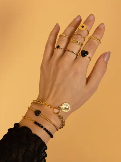 My Bendel My Bendel Armband Onyx hartbedel | Goud