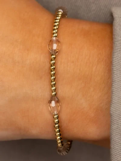 My Bendel My Bendel Armband Ovale kralen Champagne | Goud
